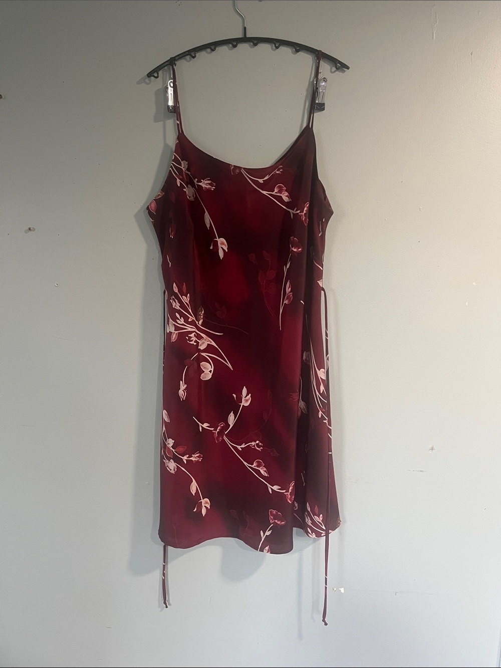 Woman’s La Belle Burgundy Floral Slip Dress 13